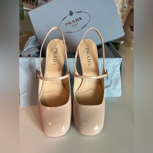 Prada Decolette Logo Mary Jane. Nude 38.5